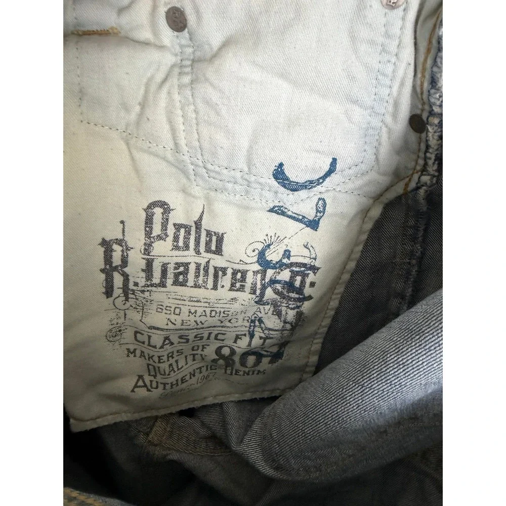 Polo Ralph Lauren Classic 867 Mens Jeans Medium Wash Blue Denim Fits 37x22.5